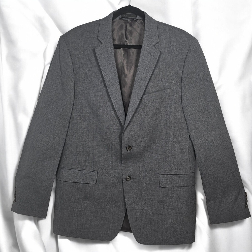 Lauren Ralph Lauren Slim Fit Gray‎ 100% Wool Blazer Men's 44L Long Black Label